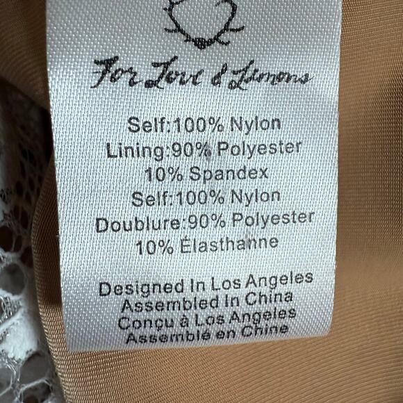 For Love & Lemons Guava Lace Crop Top Size XS Scalloped Hem Long Sleeves - Picture 14 of 14